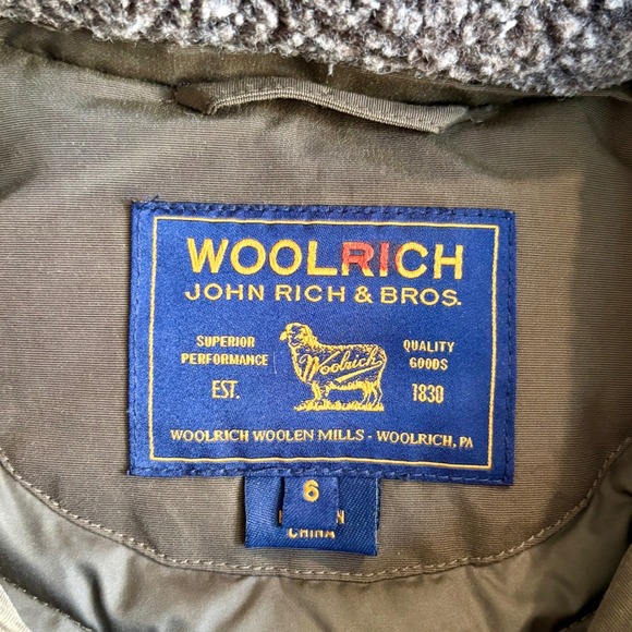 Woolrich John Rich & Bros "Arctic" Parka Khaki‎ Down Jacket – Size 6 – Hood Coat - Picture 5 of 14